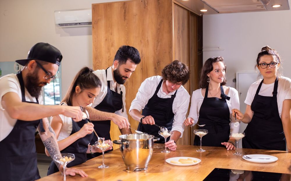 Chef teaching a cooking class in a private Villa in Miami.